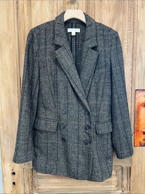 Treasure & Bond Gray Pinstripe Double-Breasted Blazer